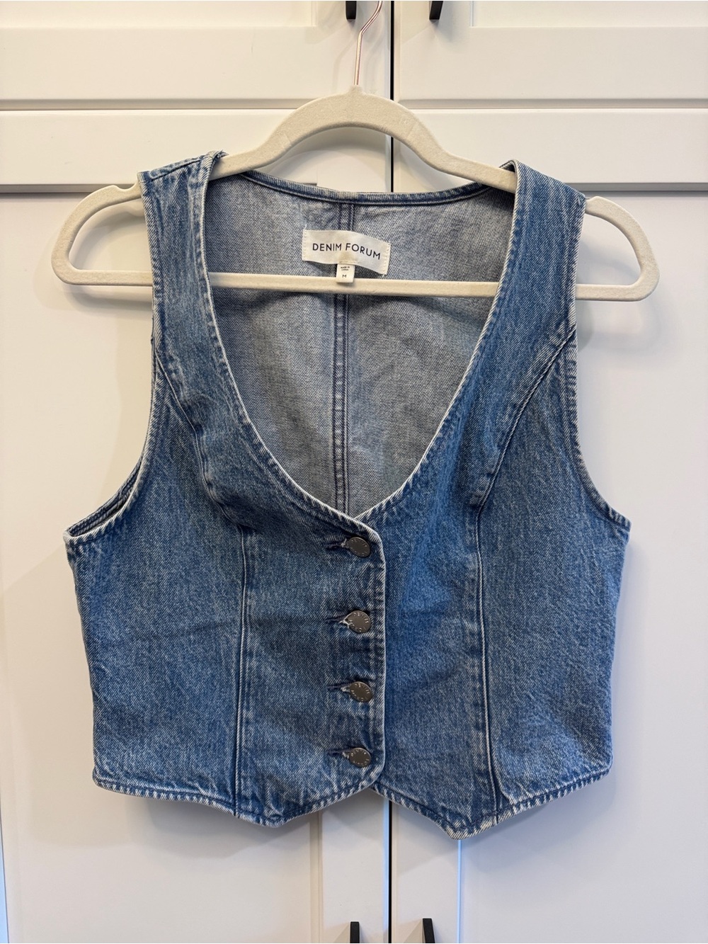 Denim Forum Light Blue Denim Crop Vest
